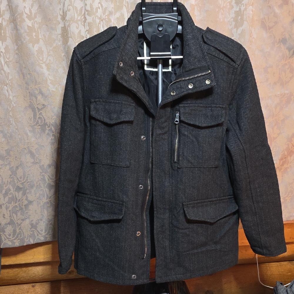 Men's Dark Gray Military-Style Field Jacket